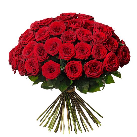 Lyxbukett med 50 röda rosor. Beställ hos Interflora!